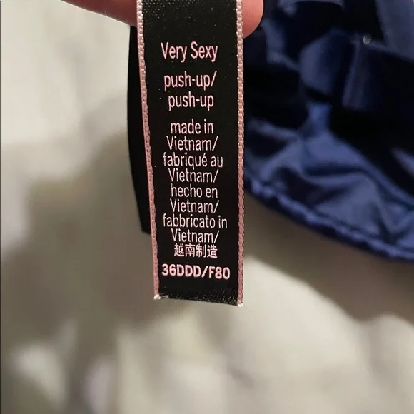 Victoria's Secret Very Sexy Push-Up Rhinestone Straps Midnight Blue Bra 36F (3D) - Picture 4 of 10